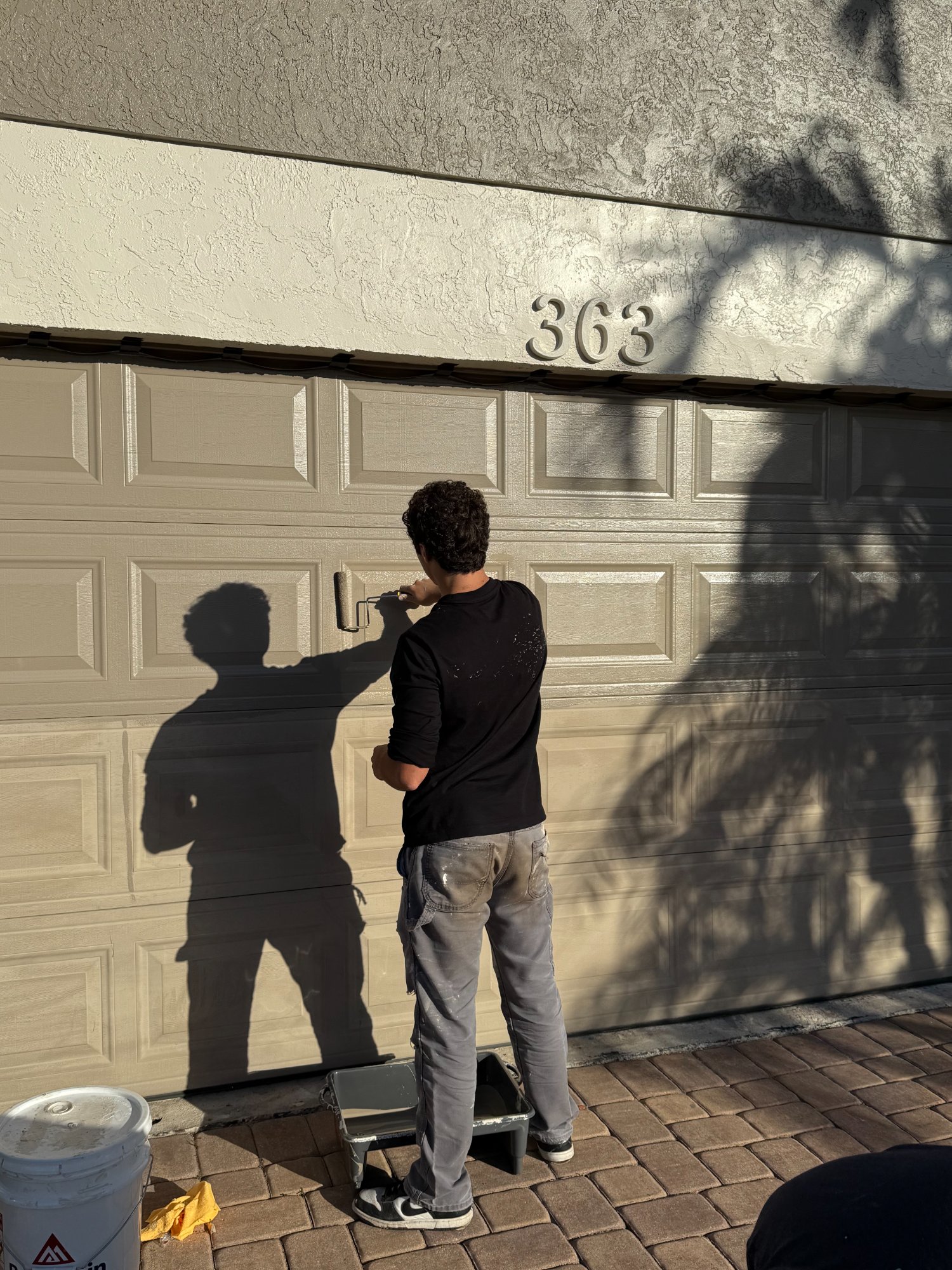 Close-up garage door painting